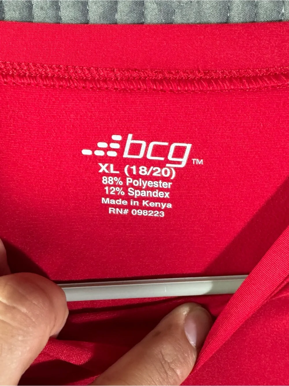 Bcg T-Shirt Boys Large 18/20 Red Long Sleeve Crew Neck Polyester Blend